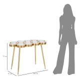Tavolino da Salotto Bianco oro Forma Rettangolare Colore Ripiano Bianco 100x55x70h cm, Materiale Struttura in Vetro - Raisa