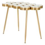 Tavolino da Salotto Bianco oro Forma Rettangolare Colore Ripiano Bianco 100x55x70h cm, Materiale Struttura in Vetro - Raisa
