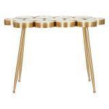Tavolino da Salotto Bianco oro Forma Rettangolare Colore Ripiano Bianco 100x55x70h cm, Materiale Struttura in Vetro - Raisa