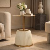 Tavolino da Salotto Bianco oro Forma Rotondo Colore Ripiano Bianco 43x35x43h cm, Materiale Struttura in Plastica - Kep