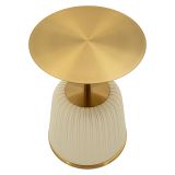Tavolino da Salotto Bianco oro Forma Rotondo Colore Ripiano Bianco 43x35x43h cm, Materiale Struttura in Plastica - Kep