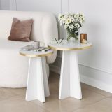 Tavolino da Salotto Bianco oro Modulabile Forma Rotondo 40x40x50h cm, Colore Struttura oro - Cardito