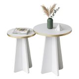 Tavolino da Salotto Bianco oro Modulabile Forma Rotondo 40x40x50h cm, Colore Struttura oro - Cardito
