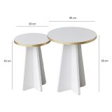 Tavolino da Salotto Bianco oro Modulabile Forma Rotondo 40x40x50h cm, Colore Struttura oro - Cardito