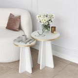 Tavolino da Salotto Bianco oro Modulabile Forma Rotondo 40x40x50h cm, Colore Struttura oro - Cardito