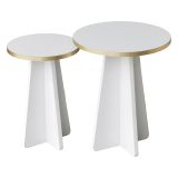 Tavolino da Salotto Bianco oro Modulabile Forma Rotondo 40x40x50h cm, Colore Struttura oro - Cardito