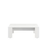 Tavolino da Salotto Bianco Piano Effetto Doghe Forma Rettangolare 120x67x43h cm, Colore Ripiano Bianco - Bertona