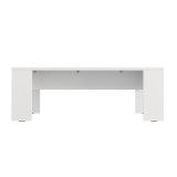 Tavolino da Salotto Bianco Piano Effetto Doghe Forma Rettangolare 120x67x43h cm, Colore Ripiano Bianco - Bertona