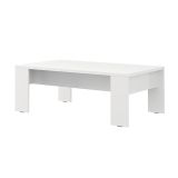 Tavolino da Salotto Bianco Piano Effetto Doghe Forma Rettangolare 120x67x43h cm, Colore Ripiano Bianco - Bertona