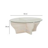 Tavolino da Salotto Bianco Portariviste Forma Circolare 92x92x36h cm, Materiale Piano in Vetro - Califfi