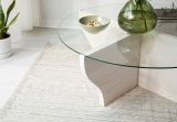 Tavolino da Salotto Bianco Portariviste Forma Circolare 92x92x36h cm, Materiale Piano in Vetro - Califfi