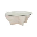 Tavolino da Salotto Bianco Portariviste Forma Circolare 92x92x36h cm, Materiale Piano in Vetro - Califfi