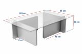 Tavolino da Salotto Bianco Portariviste Forma Rettangolare 105x65x30h cm, Materiale Piano in Vetro - Kallias