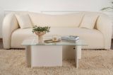 Tavolino da Salotto Bianco Portariviste Forma Rettangolare 105x65x40h cm, Materiale Piano in Vetro - Azriel