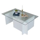 Tavolino da Salotto Bianco Portariviste Forma Rettangolare 105x65x40h cm, Materiale Piano in Vetro - Teti