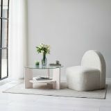 Tavolino da Salotto Bianco Portariviste Forma Rotonda 75x75x40h cm, Materiale Piano in Vetro - Felino