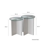 Tavolino da Salotto Bianco set 2 Pezzi Vetro Temperato Forma Rotondo 70x70x38h cm, Materiale Piano in Vetro - Genga