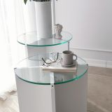 Tavolino da Salotto Bianco set 2 Pezzi Vetro Temperato Forma Rotondo 70x70x38h cm, Materiale Piano in Vetro - Genga
