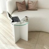 Tavolino da Salotto Bianco set 2 Pezzi Vetro Temperato Forma Rotondo 70x70x38h cm, Materiale Piano in Vetro - Genga