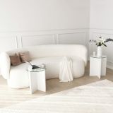 Tavolino da Salotto Bianco set 2 Pezzi Vetro Temperato Forma Rotondo 70x70x38h cm, Materiale Piano in Vetro - Genga