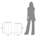 Tavolino da Salotto Bianco Trasparente set da 2 Forma Rotondo 43x43x60h cm, Colore Ripiano Trasparente - Chamba