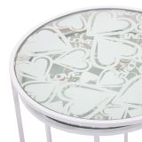 Tavolino da Salotto Bianco Trasparente set da 2 Forma Rotondo 43x43x60h cm, Colore Ripiano Trasparente - Chamba