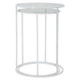 Tavolino da Salotto Bianco Trasparente set da 2 Forma Rotondo 43x43x60h cm, Colore Ripiano Trasparente - Chamba