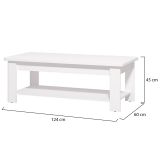 Tavolino da Salotto Bianco un Vano Forma Rettangolare 124x60x45h cm, Materiale Piano in Legno Nobilitato - Pella