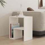 Tavolino da Salotto Bianco un Vano Forma Rettangolare 45x30x52h cm, Materiale Piano in Legno Nobilitato - Vocca