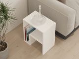Tavolino da Salotto Bianco un Vano Forma Rettangolare 45x30x52h cm, Materiale Piano in Legno Nobilitato - Vocca