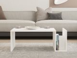 Tavolino da Salotto Bianco un Vano Forma Rettangolare 87x50x32h cm, Materiale Piano in Legno Nobilitato - Rometta