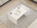 Tavolino da Salotto Bianco un Vano Forma Rettangolare 87x50x32h cm, Materiale Piano in Legno Nobilitato - Rometta