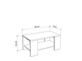 Tavolino da Salotto Bianco un Vano Forma Rettangolare 90.5x50.5x41.5h cm, Materiale Piano in Legno Nobilitato - Piraino