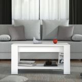 Tavolino da Salotto Bianco un Vano Forma Rettangolare 90x49.5x45.5h cm, Materiale Piano in Legno Nobilitato - Signa