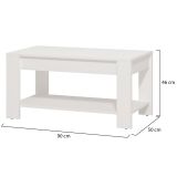 Tavolino da Salotto Bianco un Vano Forma Rettangolare 90x49.5x45.5h cm, Materiale Piano in Legno Nobilitato - Signa