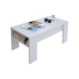Tavolino da Salotto Bianco un Vano Piano Sollevabile 98x50x43h cm, Forma Rettangolare - Corallo