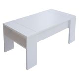 Tavolino da Salotto Bianco un Vano Piano Sollevabile 98x50x43h cm, Forma Rettangolare - Corallo