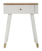 Tavolino da salotto Bibbiano, Tavolo basso da caffè, Portariviste per divano, Ripiano da soggiorno, 45x32 h62 cm, Bianco e Marrone