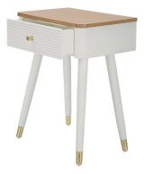 Tavolino da salotto Bibbiano, Tavolo basso da caffè, Portariviste per divano, Ripiano da soggiorno, 45x32 h62 cm, Bianco e Marrone