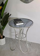 Tavolino da salotto Bistrica, Tavolo basso da caffè, Portariviste per divano, Ripiano da soggiorno, 56x56 h68 cm, Argento