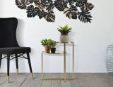 Tavolino da salotto Bornasco, Tavolo basso da caffè, Portariviste per divano, Ripiano da soggiorno, 50x40 h61 cm, Oro