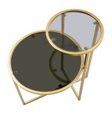 Tavolino da salotto Bornasco, Tavolo basso da caffè, Portariviste per divano, Ripiano da soggiorno, 50x40 h61 cm, Oro