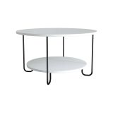 Tavolino da salotto Bufo, Tavolo basso da caffè, Portariviste per divano, Ripiano da soggiorno, 80x80 h45 cm, Bianco