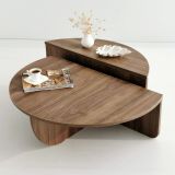 Tavolino da salotto Canopus, Tavolo basso da soggiorno, Ripiano da caffè, Tavolino per divano, 90x90h35 cm, Noce Scuro