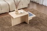 Tavolino da salotto Cantello, Tavolo basso da caffè, Portariviste per divano, Ripiano da soggiorno, 80x40 h40 cm, Beige