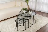 Tavolino da salotto Carugate, Tavolo basso da caffè, Portariviste per divano, Ripiano da soggiorno, 80x80 h43 cm, Nero e Grigio