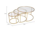 Tavolino da salotto Carugate, Tavolo basso da caffè, Portariviste per divano, Ripiano da soggiorno, 80x80 h43 cm, Oro e Trasparente