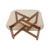 Tavolino da salotto Cepheus, Tavolo basso da soggiorno, Ripiano da caffè, Tavolino per divano, 80x80h40 cm, Quercia