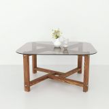 Tavolino da salotto Cepheus, Tavolo basso da soggiorno, Ripiano da caffè, Tavolino per divano, 80x80h40 cm, Quercia