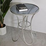 Tavolino da salotto circolare argento 56x56x68h cm - Molina